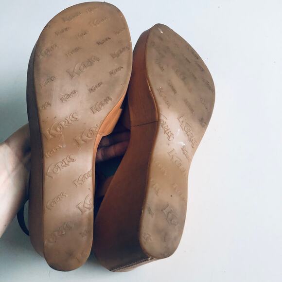 Kork-Ease 'Emilie' SZ 10 Tan Leather Wedge Comfort Sandal Platform - Picture 11 of 15